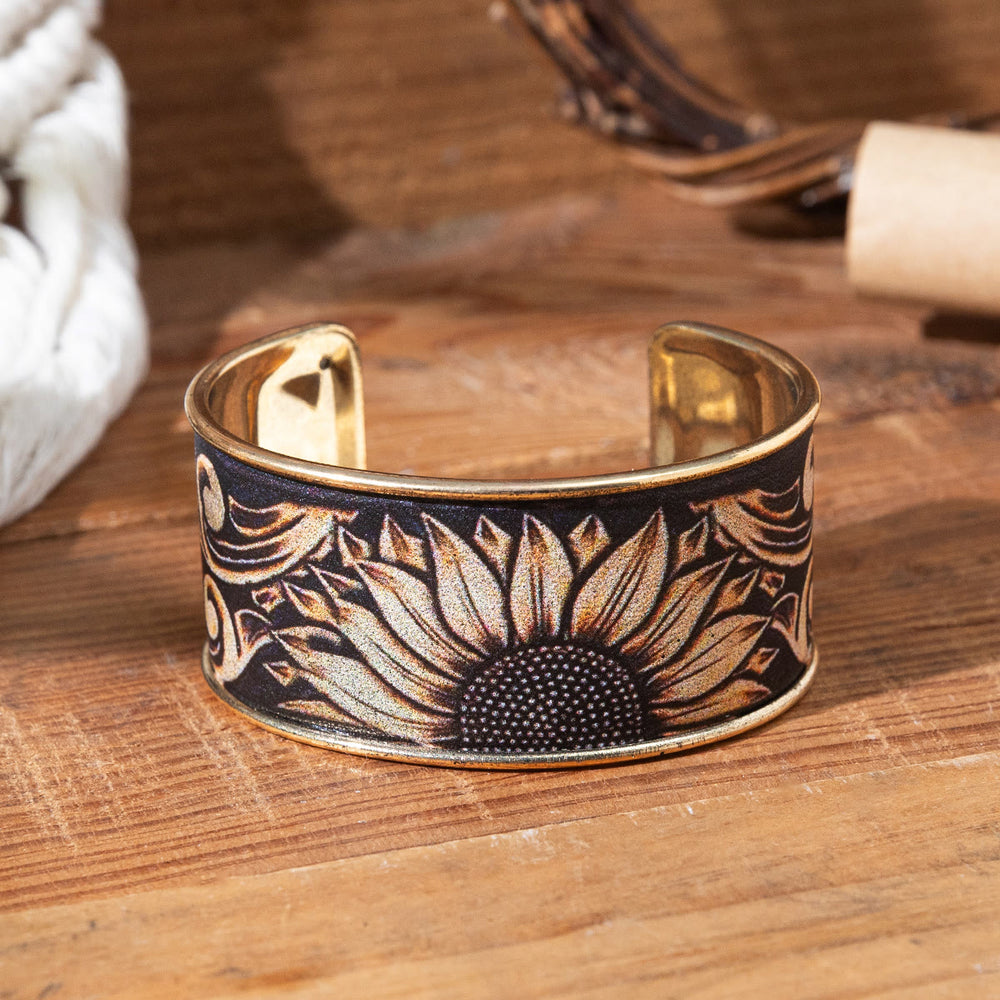 Bracelet d'ouverture vintage en forme de fleur de tournesol colorée - Tournesol - image 1