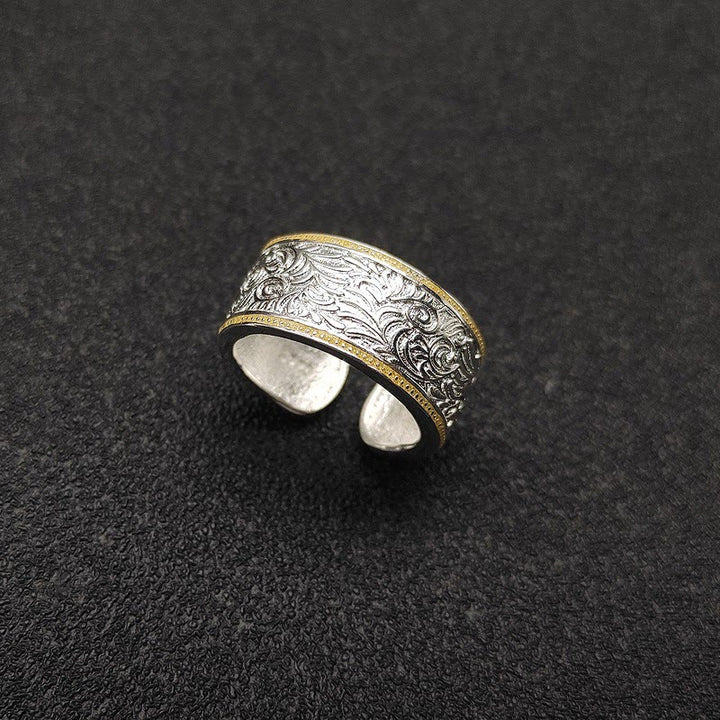Bague à motif herbe en or et argent à ouverture réglable - Or et argent - Réglable - image 0