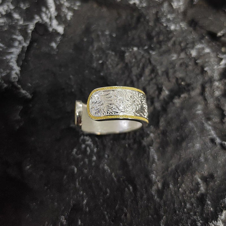 Bague à motif herbe en or et argent à ouverture réglable - image 2