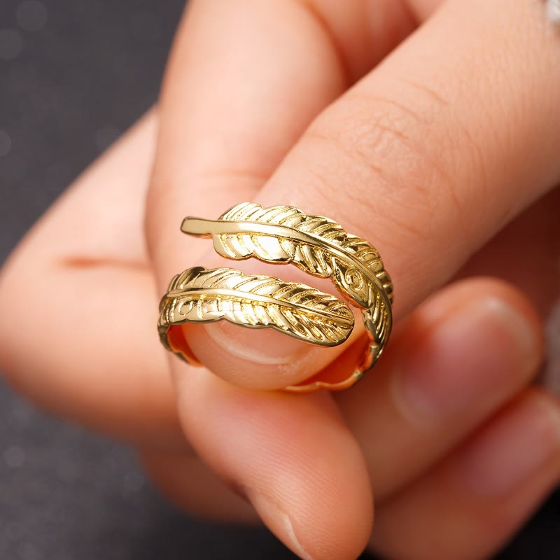 Bague ajustable en cuivre couleur unie style vintage avec motif feuille de bananier - image 10