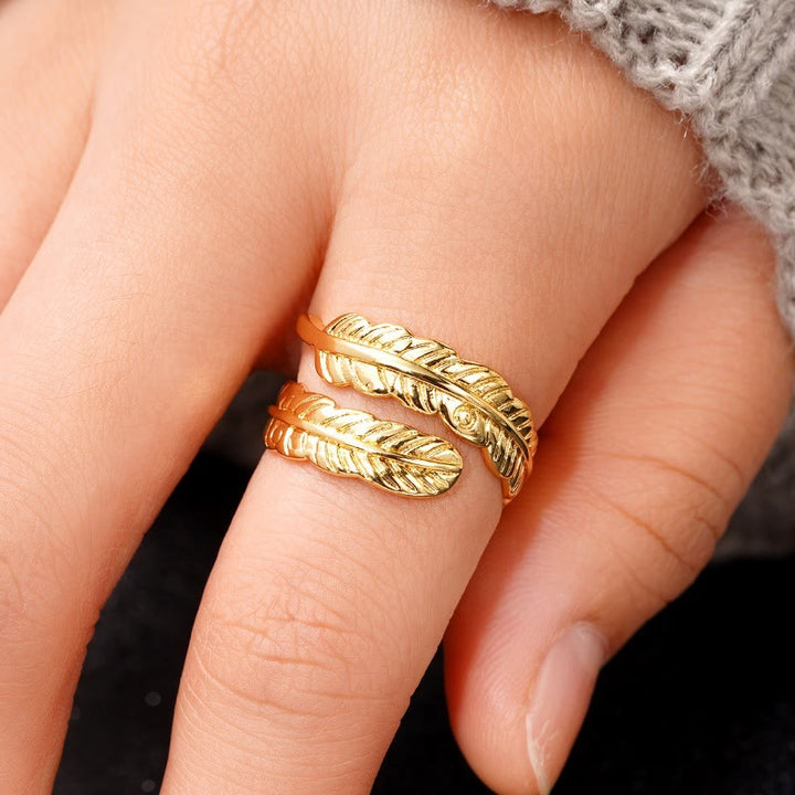 Bague ajustable en cuivre couleur unie style vintage avec motif feuille de bananier - image 9