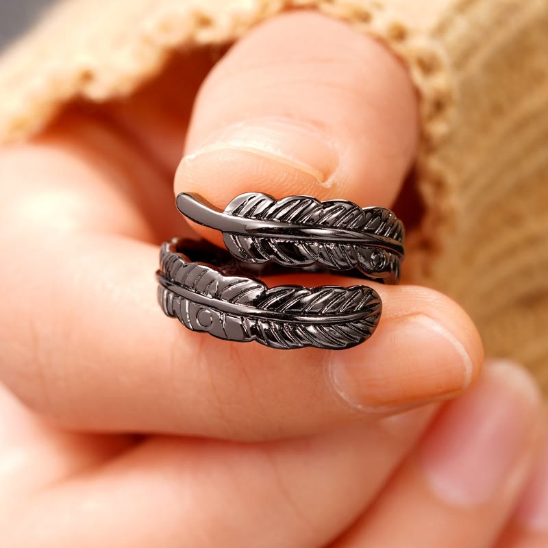 Bague ajustable en cuivre couleur unie style vintage avec motif feuille de bananier - image 14