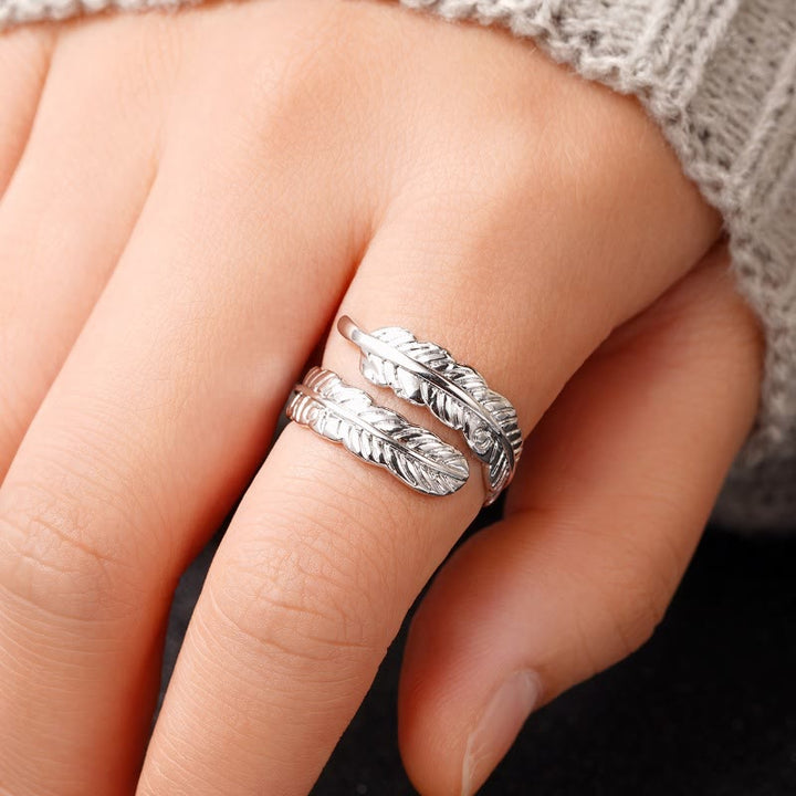 Bague ajustable en cuivre couleur unie style vintage avec motif feuille de bananier - image 5