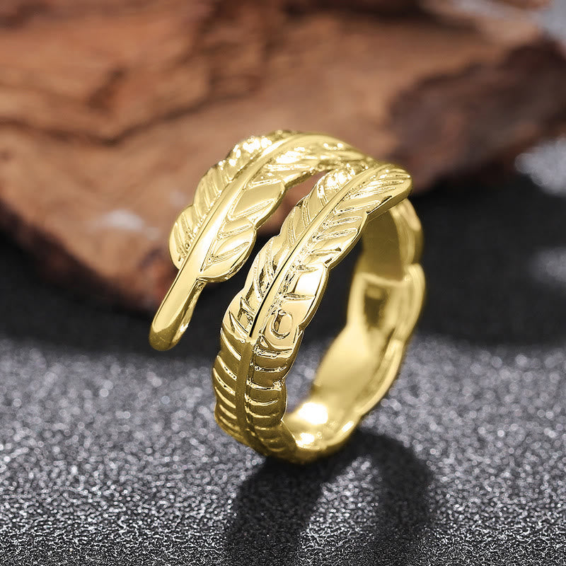 Bague ajustable en cuivre couleur unie style vintage avec motif feuille de bananier - image 8