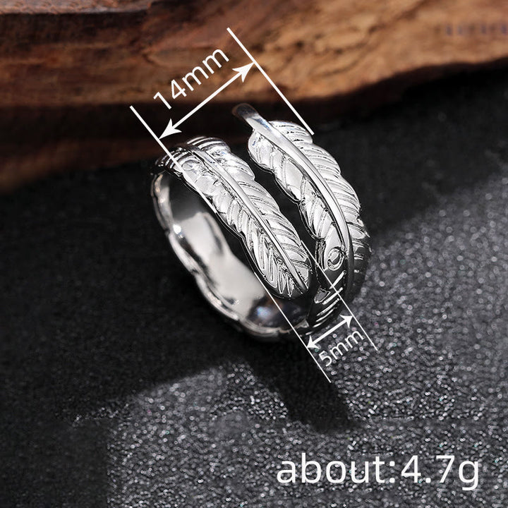 Bague ajustable en cuivre couleur unie style vintage avec motif feuille de bananier - image 15