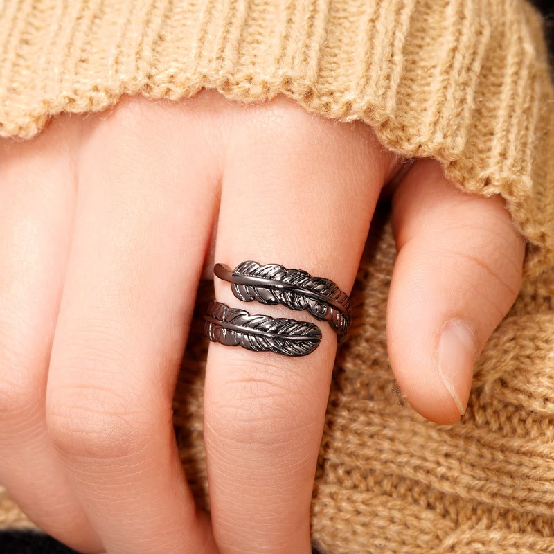 Bague ajustable en cuivre couleur unie style vintage avec motif feuille de bananier - image 13