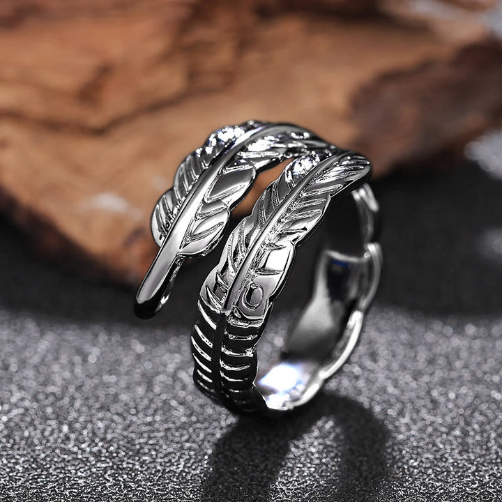 Bague ajustable en cuivre couleur unie style vintage avec motif feuille de bananier - image 12