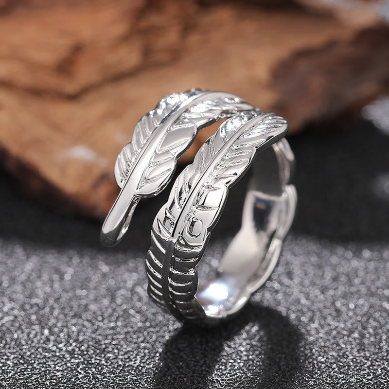 Bague ajustable en cuivre couleur unie style vintage avec motif feuille de bananier - image 4