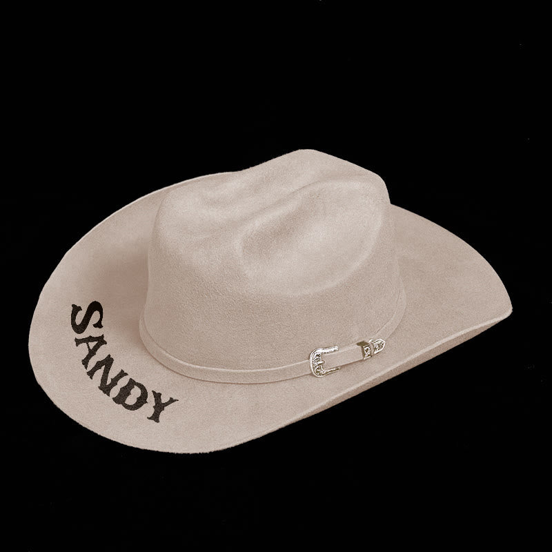 Chapeau de cowboy de couleur unie avec texte personnalisable et ceinture - image 1