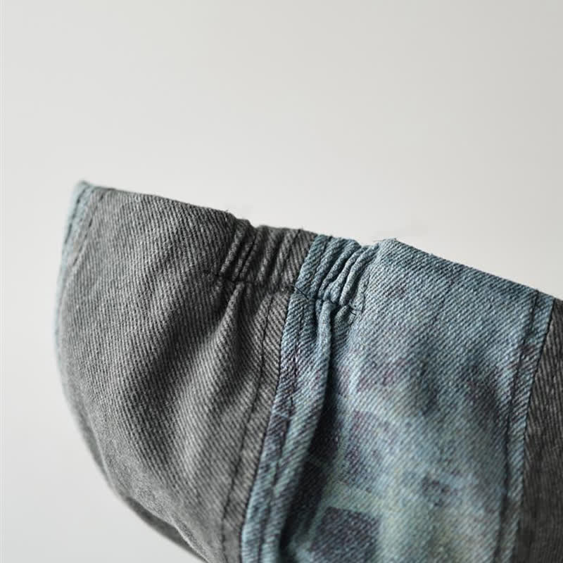 Béret octogonal en denim rétro à blocs de couleurs - image 7