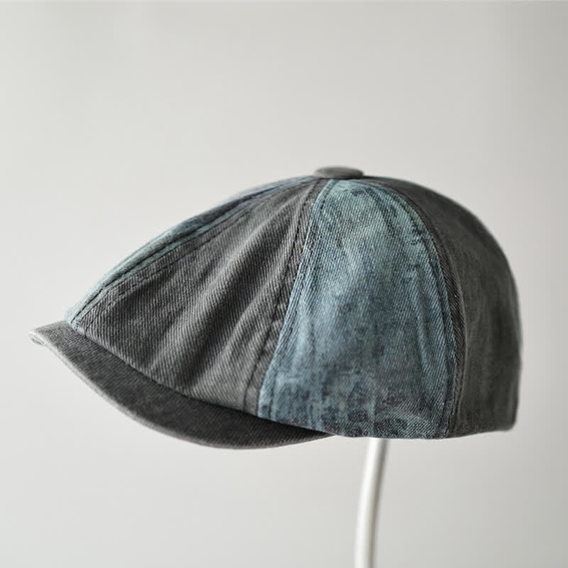 Béret octogonal en denim rétro à blocs de couleurs - Gris - M (22"-22 7/8") - image 5