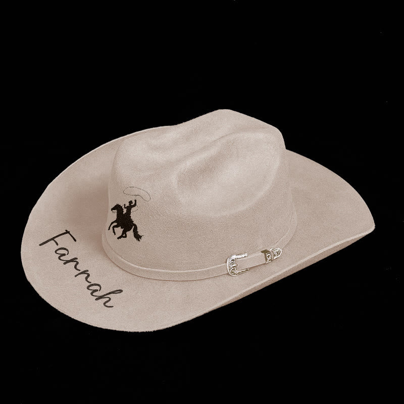 Chapeau de cowboy personnalisable avec motif d'équitation et ceinture - image 1