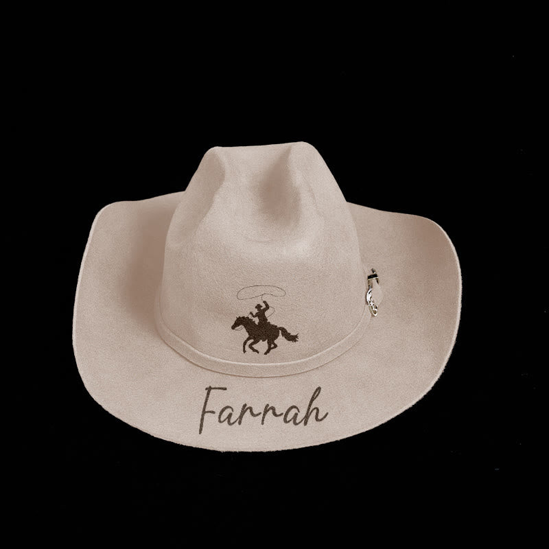 Chapeau de cowboy personnalisable avec motif d'équitation et ceinture - image 0