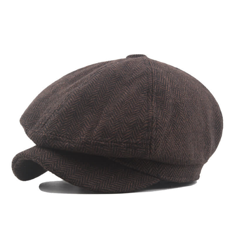 Béret octogonal classique à chevrons d'âge moyen - Brun - L (23 1/4"-23 5/8") - image 1