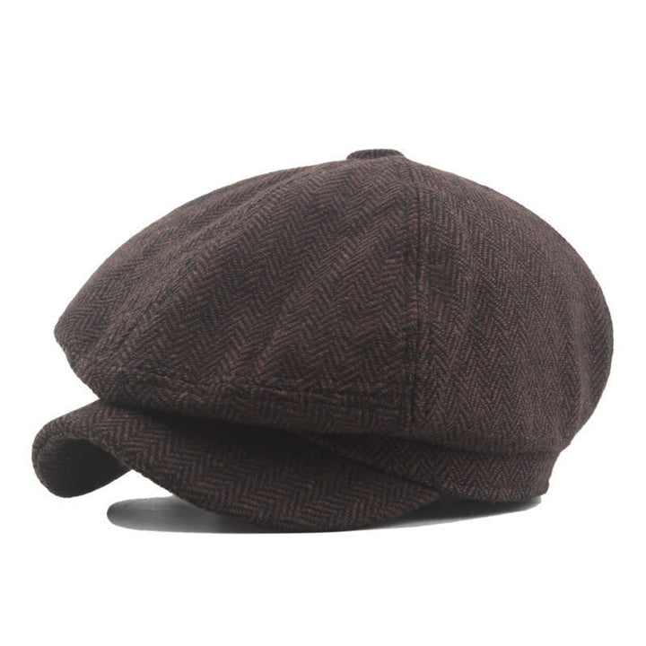 Béret octogonal classique à chevrons d'âge moyen - Brun - L (23 1/4"-23 5/8") - image 1