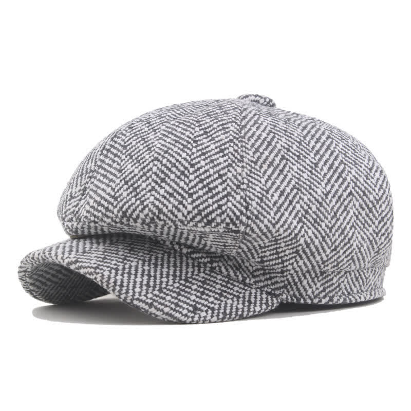 Béret octogonal en coton à motif sergé élégant - Gris clair - L (23 1/4"-23 5/8") - image 1