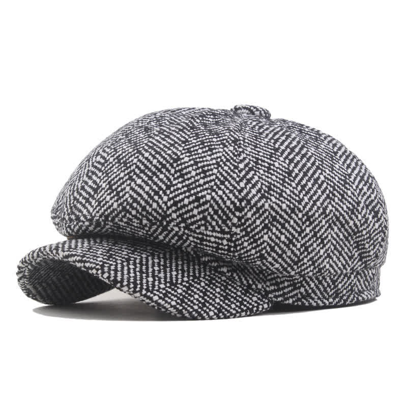 Béret octogonal en coton à motif sergé élégant - Gris - L (23 1/4"-23 5/8") - image 0