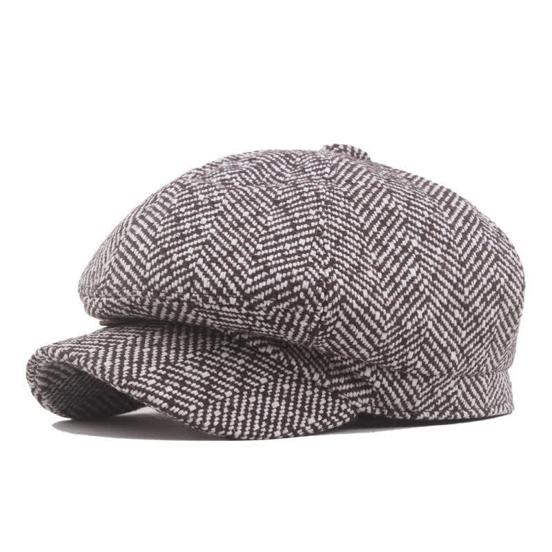 Béret octogonal en coton à motif sergé élégant - Café - L (23 1/4"-23 5/8") - image 2