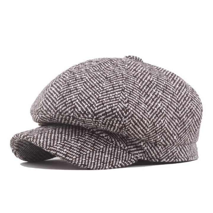 Béret octogonal en coton à motif sergé élégant - Café - L (23 1/4"-23 5/8") - image 2
