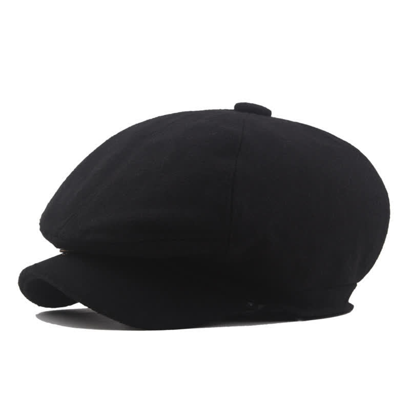 Béret octogonal classique vintage intemporel pour chauffeur de taxi - Noir - L (23 1/4"-23 5/8") - image 1