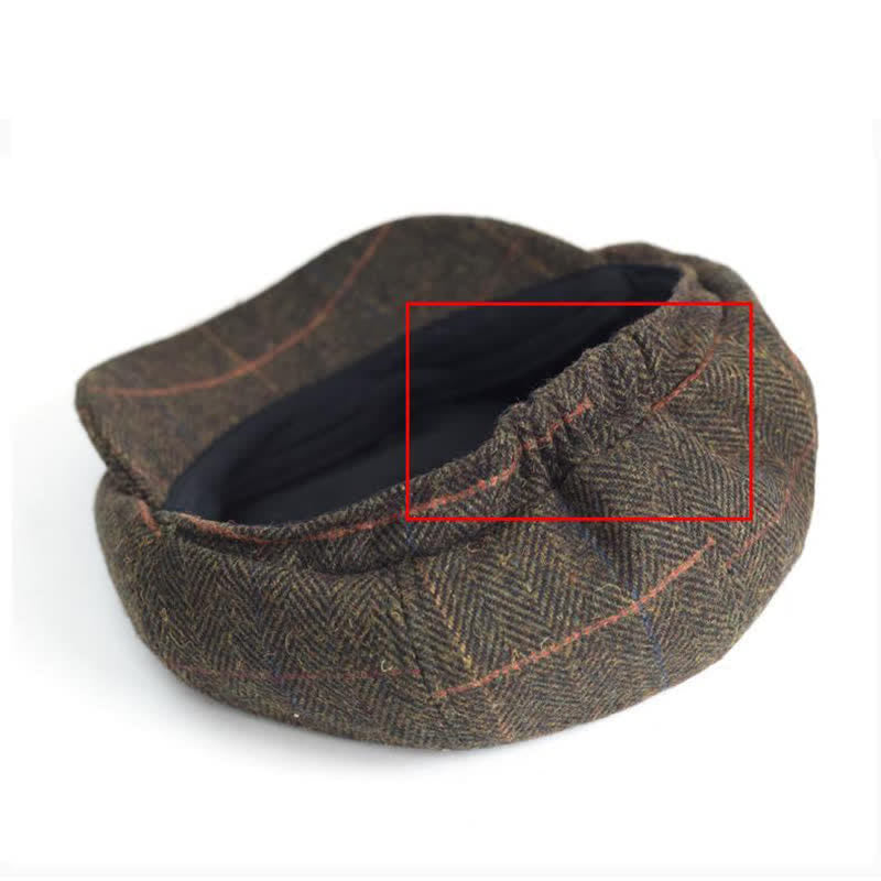 Béret octogonal en laine chaude mélangée à chevrons et à carreaux - image 5