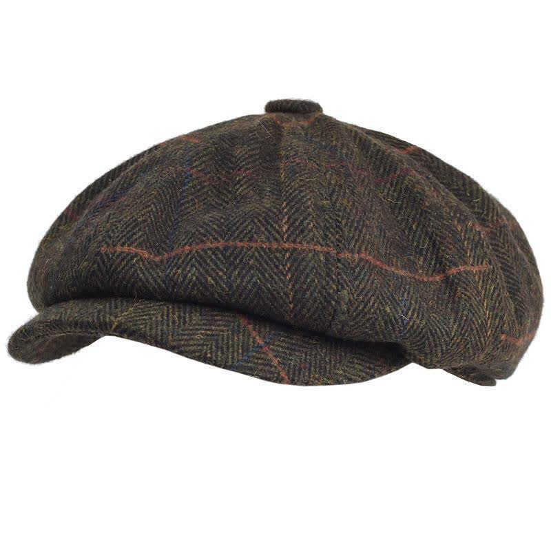 Béret octogonal en laine chaude mélangée à chevrons et à carreaux - Café - Réglable (22 1/2"-23 5/8") - image 3
