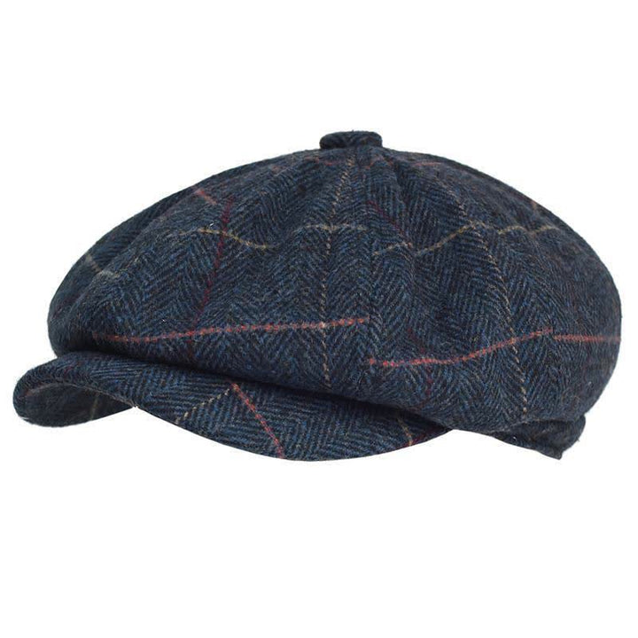 Béret octogonal en laine chaude mélangée à chevrons et à carreaux - Marine - Réglable (22 1/2"-23 5/8") - image 0