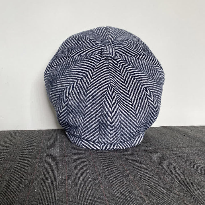 Béret octogonal en laine d'hiver à motif chevrons bleu marine - image 2
