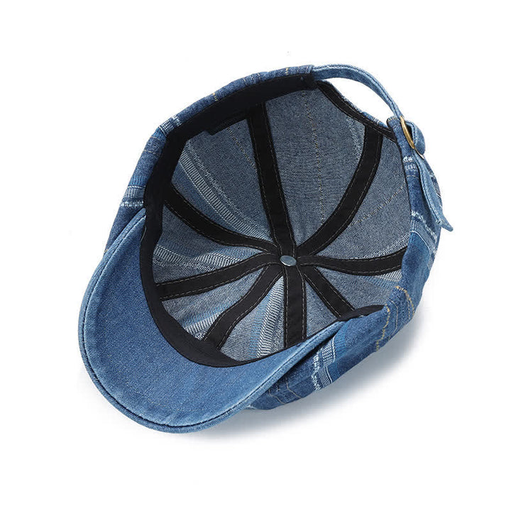 Casquette gavroche à rayures en denim, béret octogonal - image 6