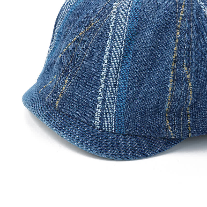 Casquette gavroche à rayures en denim, béret octogonal - image 7
