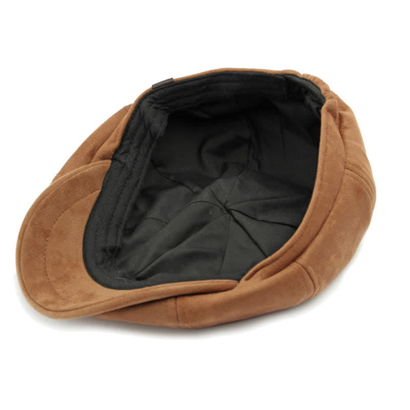 Béret octogonal en daim de couleur unie de style rétro - image 6