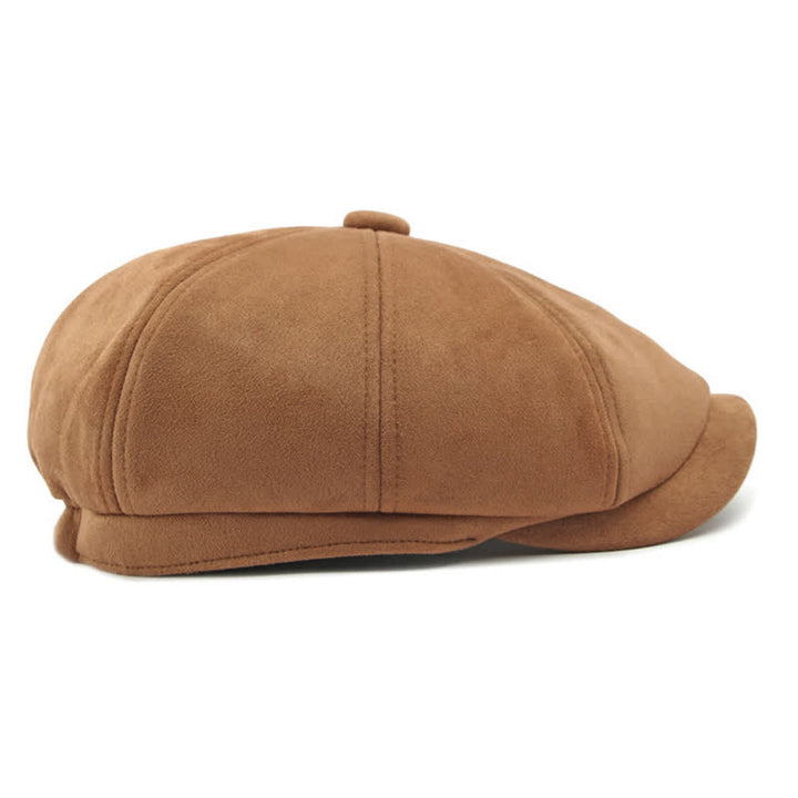 Béret octogonal en daim de couleur unie de style rétro - image 4