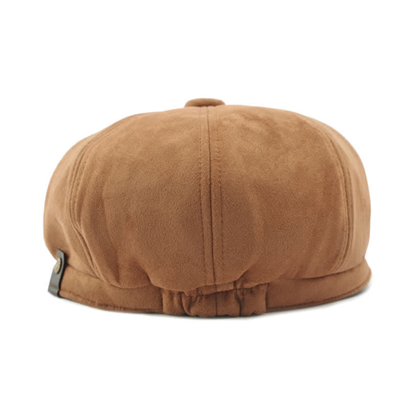 Béret octogonal en daim de couleur unie de style rétro - image 5