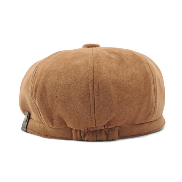 Béret octogonal en daim de couleur unie de style rétro - image 5