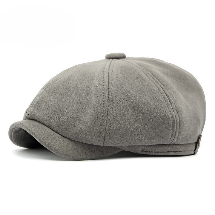 Béret octogonal en daim de couleur unie de style rétro - Gris - Réglable (21 5/8"-23 1/4") - image 12