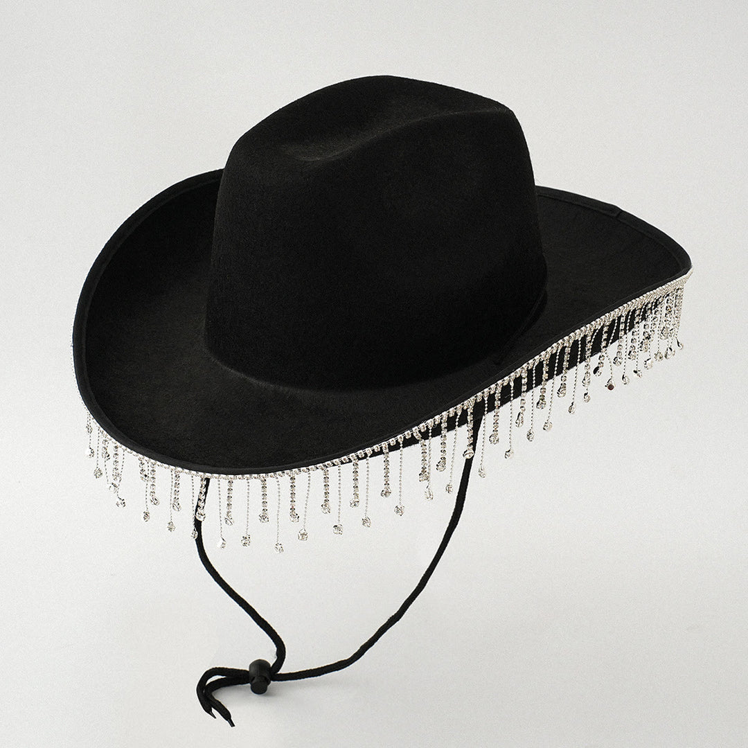 Autocollant de lettre numérique DIY à pompon et perles à la mode pour chapeau de cowboy - Noir - M (22"-22 7/8") - image 4