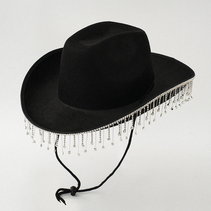 Autocollant de lettre numérique DIY à pompon et perles à la mode pour chapeau de cowboy - Noir - M (22"-22 7/8") - image 4