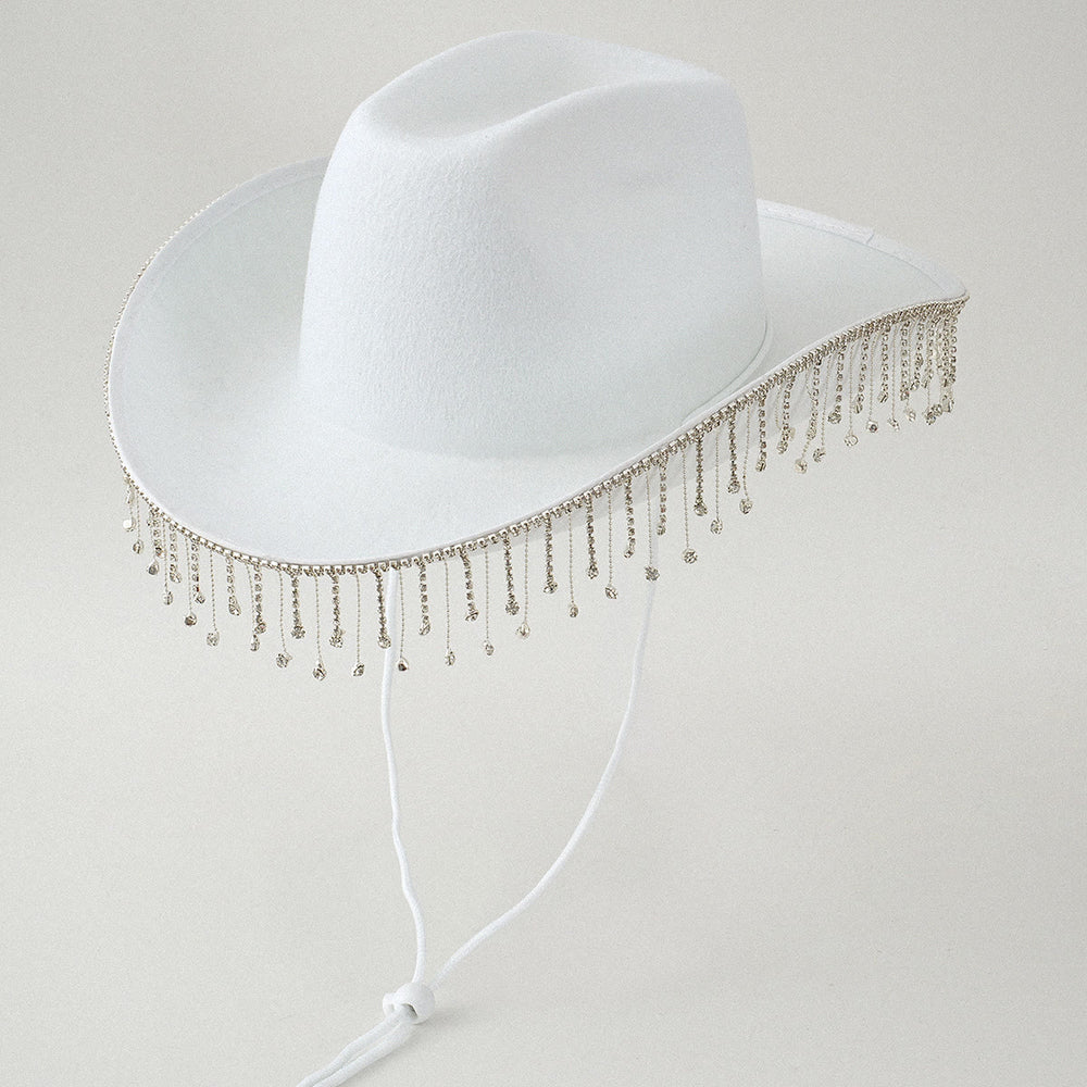 Autocollant de lettre numérique DIY à pompon et perles à la mode pour chapeau de cowboy - Blanc - M (22"-22 7/8") - image 1