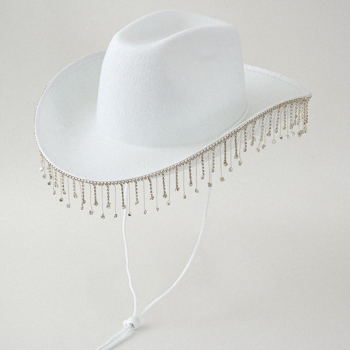 Autocollant de lettre numérique DIY à pompon et perles à la mode pour chapeau de cowboy - Blanc - M (22"-22 7/8") - image 1