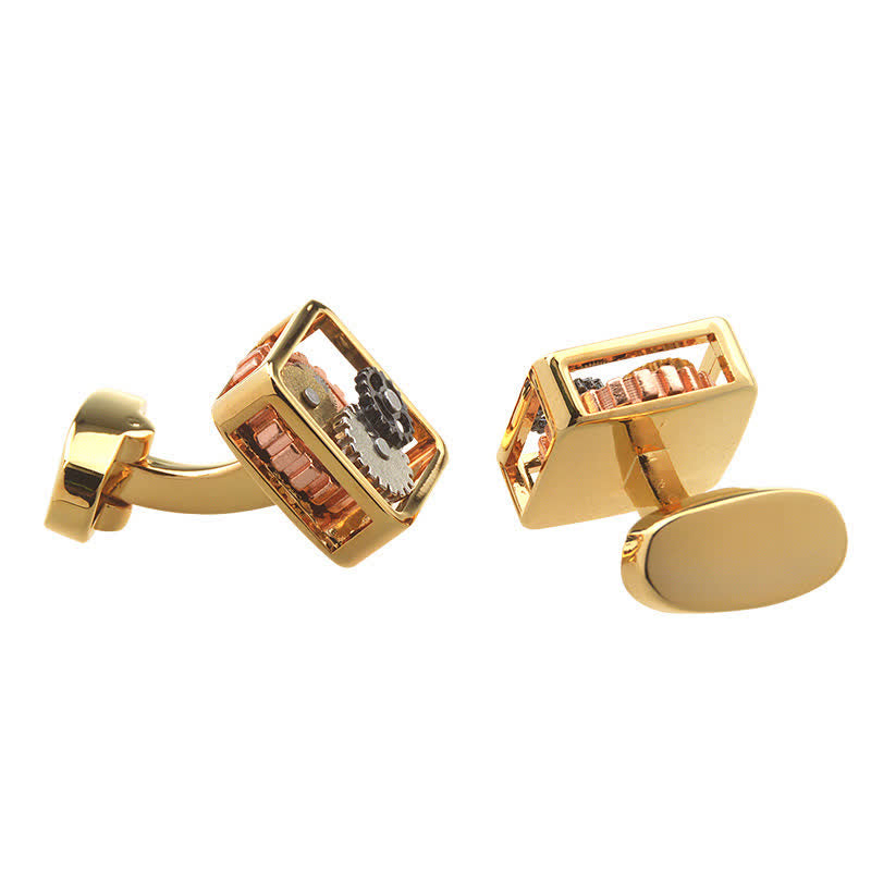 Boutons de manchette carrés pour hommes, motif mécanique, engrenages Steampunk - image 1