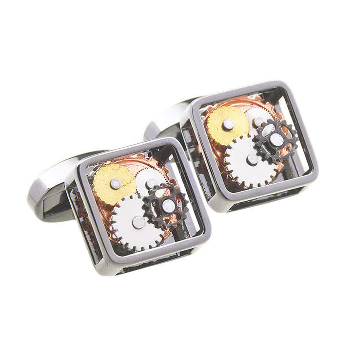 Boutons de manchette carrés pour hommes, motif mécanique, engrenages Steampunk - image 3