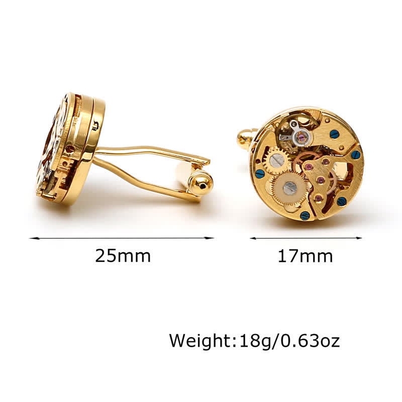 Boutons de manchette exquis en or avec engrenages mécaniques Steampunk - image 3