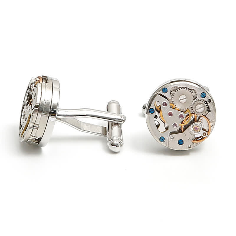 Boutons de manchette exquis en argent avec engrenages mécaniques Steampunk - image 7
