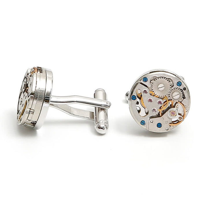 Boutons de manchette exquis en argent avec engrenages mécaniques Steampunk - image 7