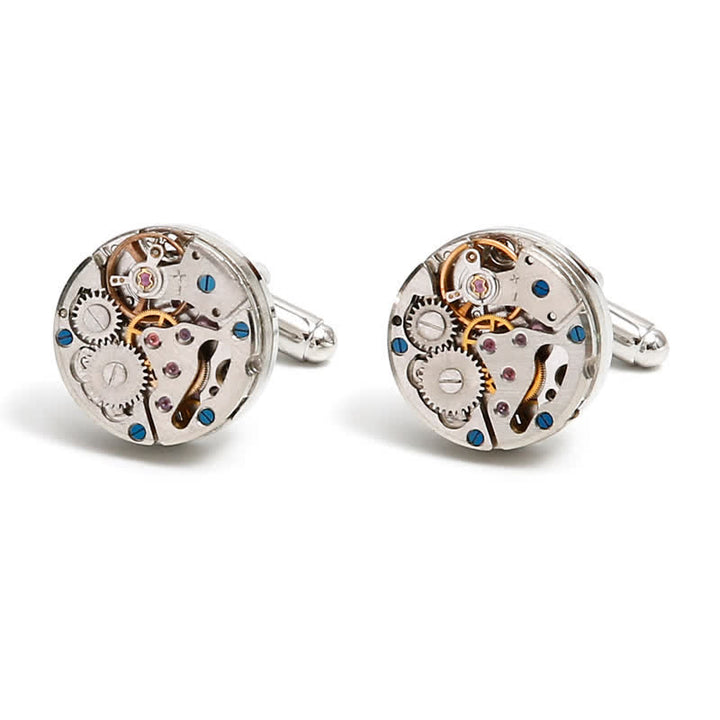Boutons de manchette exquis en argent avec engrenages mécaniques Steampunk - image 6
