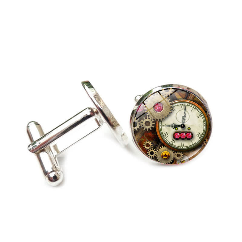 Boutons de manchette à motif d'engrenages Steampunk vintage - Style n°4 - image 7