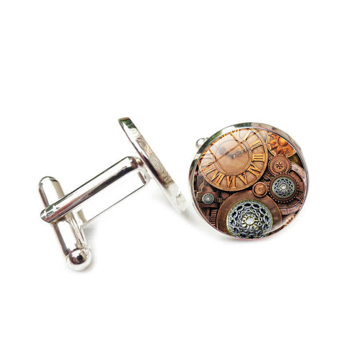 Boutons de manchette à motif d'engrenages Steampunk vintage - Style #5 - image 8