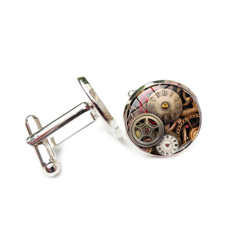 Boutons de manchette à motif d'engrenages Steampunk vintage - Style #8 - image 11