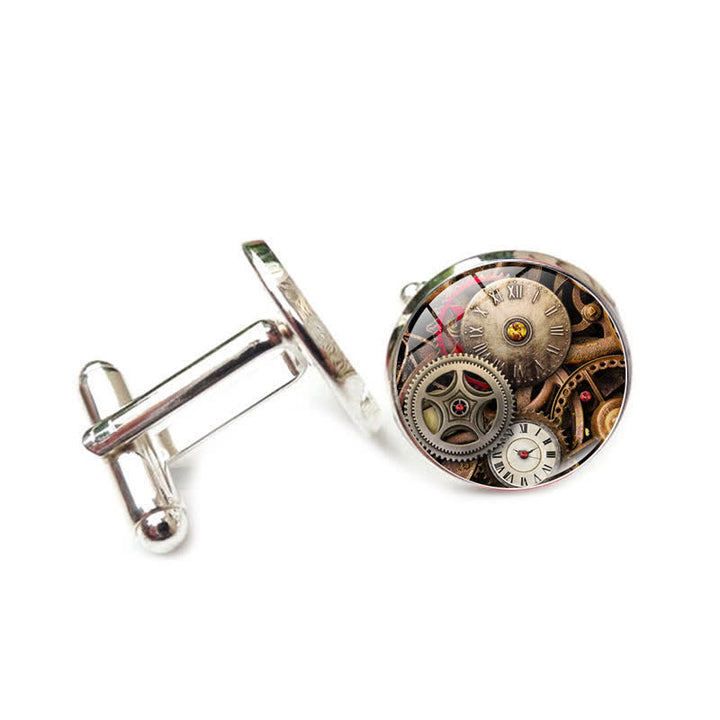 Boutons de manchette à motif d'engrenages Steampunk vintage - Style #8 - image 11