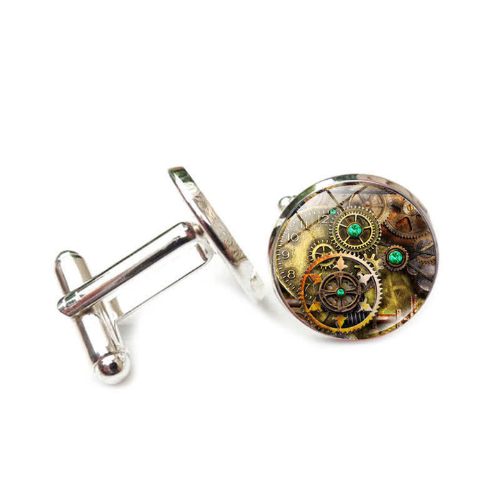 Boutons de manchette à motif d'engrenages Steampunk vintage - image 2